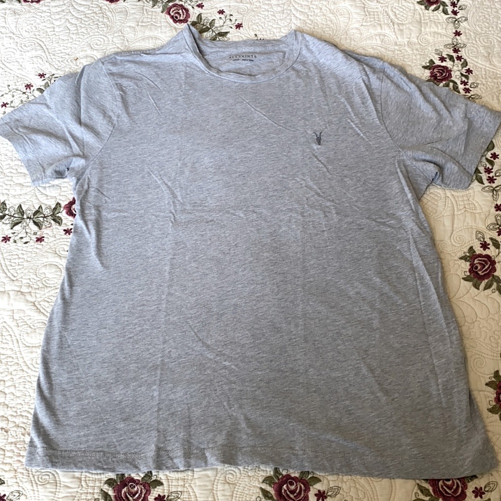 All Saints Crewneck T-Shirt Light Gray sz Large